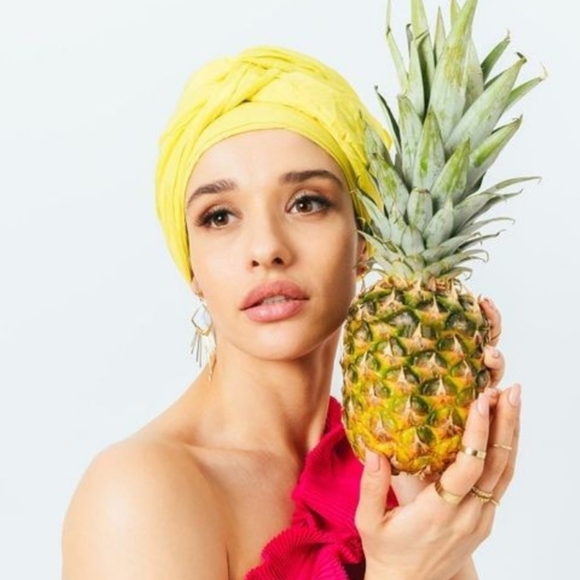 Yellow Knotted Turban Chemotherapy Hat Bonnet Headwrap Hijab Topknot Alopecia - Picture 6 of 6